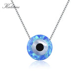 925 Silver Opal Hamsa Evil Eye Charm Necklace