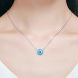 925 Silver Opal Hamsa Evil Eye Charm Necklace