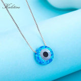 925 Silver Opal Hamsa Evil Eye Charm Necklace
