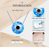 925 Silver Opal Hamsa Evil Eye Charm Necklace