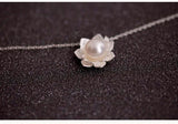 925 Silver Flower Shell Pearl Necklace Pendant