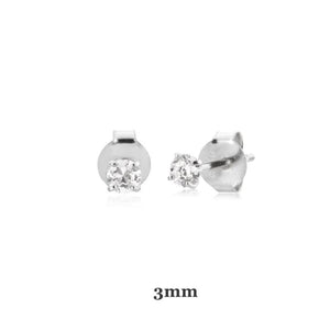 925 Silver CZ Zircon 3-7mm Stud Earrings Wedding Crystal Jewels