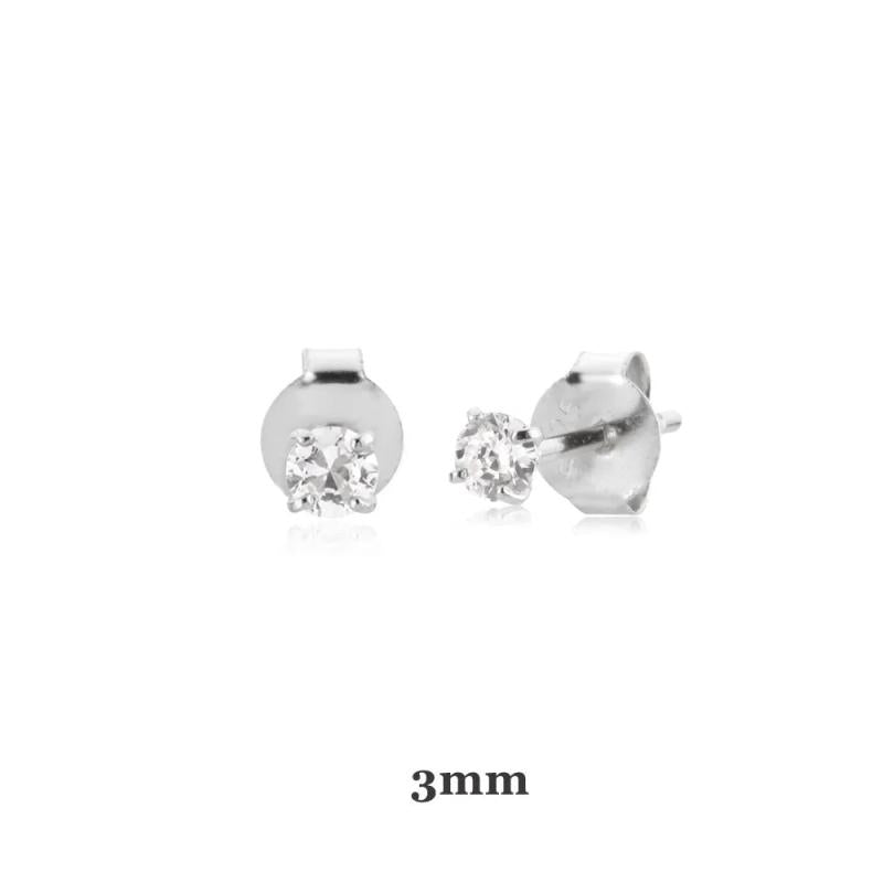 925 Silver CZ Zircon 3-7mm Stud Earrings Wedding Crystal Jewels