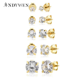925 Silver CZ Zircon 3-7mm Stud Earrings Wedding Crystal Jewels