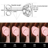 925 Silver CZ Zircon 3-7mm Stud Earrings Wedding Crystal Jewels