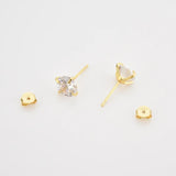 925 Silver CZ Zircon 3-7mm Stud Earrings Wedding Crystal Jewels