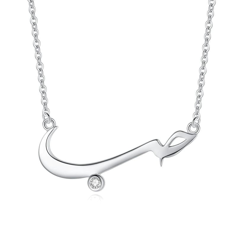 925 Silver Necklace Women Gift Arabic CZ Pendant Engagement Jewelry