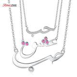 925 Silver Necklace Women Gift Arabic CZ Pendant Engagement Jewelry