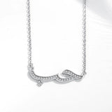 925 Silver Necklace Women Gift Arabic CZ Pendant Engagement Jewelry