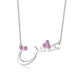 925 Silver Necklace Women Gift Arabic CZ Pendant Engagement Jewelry