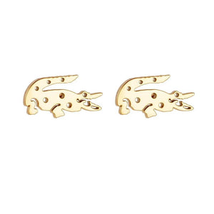 Crocodile Stud Earrings Golden Stainless Steel
