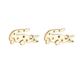 Crocodile Stud Earrings Golden Stainless Steel