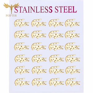 Crocodile Stud Earrings Golden Stainless Steel