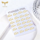 Crocodile Stud Earrings Golden Stainless Steel