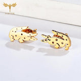 Crocodile Stud Earrings Golden Stainless Steel
