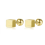 TrustDavis 925 Silver Square Bead Stud Earrings For Women Wedding Party