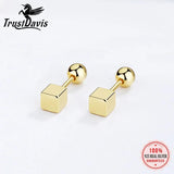 TrustDavis 925 Silver Square Bead Stud Earrings For Women Wedding Party