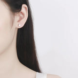 TrustDavis 925 Silver Square Bead Stud Earrings For Women Wedding Party