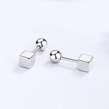 TrustDavis 925 Silver Square Bead Stud Earrings For Women Wedding Party