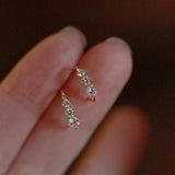 925 Silver Plated Crystal Stud Earrings Zircon Ear Clips