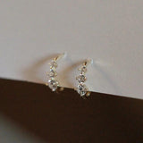 925 Silver Plated Crystal Stud Earrings Zircon Ear Clips
