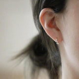 925 Silver Plated Crystal Stud Earrings Zircon Ear Clips