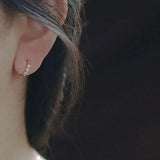 925 Silver Plated Crystal Stud Earrings Zircon Ear Clips