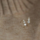 925 Silver Plated Crystal Stud Earrings Zircon Ear Clips