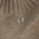 925 Silver Plated Crystal Stud Earrings Zircon Ear Clips