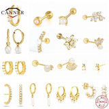 925 Silver Pearl Dangle Earrings CZ Wedding Stud Jewelry