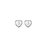 925 Silver Love Heart Pearl Stud Earrings Wedding Jewelry