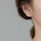 925 Silver Love Heart Pearl Stud Earrings Wedding Jewelry