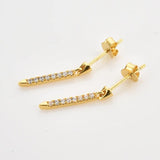 925 Silver Eternity Bar Threaded Charm Earring Line Women Piercing