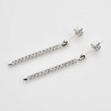 925 Silver Eternity Bar Threaded Charm Earring Line Women Piercing