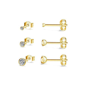 925 Silver Zircon Stud Earrings Set Piercing Ear Jewelry