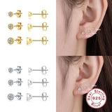 925 Silver Zircon Stud Earrings Set Piercing Ear Jewelry