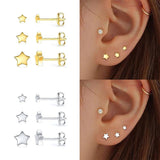 925 Silver Zircon Stud Earrings Set Piercing Ear Jewelry