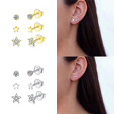 925 Silver Zircon Stud Earrings Set Piercing Ear Jewelry
