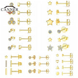 925 Silver Zircon Stud Earrings Set Piercing Ear Jewelry