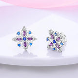 925 Silver Feather Hoop Earrings Snowflake Crown Unicorn Soccer Studs