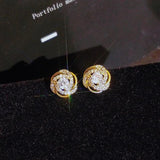 Vintage Crystal Stud Earrings for Women