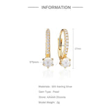 925 Silver Four-prong Diamond Hoop Earrings Anti-allergy Xmas Jewelry