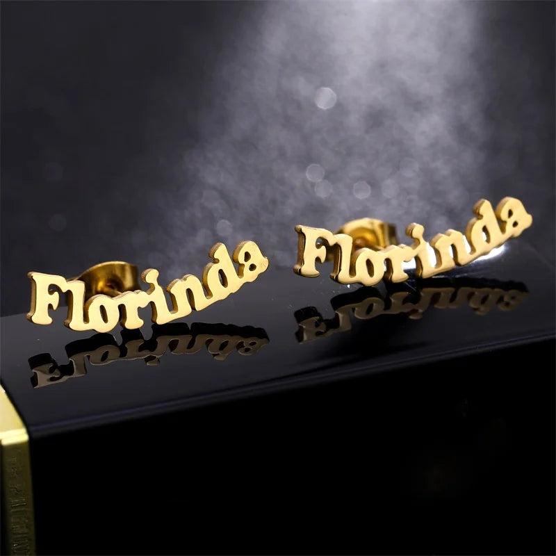Custom Name Stainless Steel Stud Earrings for Women