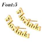 Custom Name Stainless Steel Stud Earrings for Women