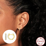 925 Silver Ear Buckle Zircon Hoop Earrings for Women Luxe