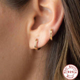 925 Silver Ear Buckle Zircon Hoop Earrings for Women Luxe