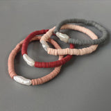 Vintage Charm Freshwater Pearl Bracelet Silicone Beads Bangle