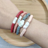 Vintage Charm Freshwater Pearl Bracelet Silicone Beads Bangle