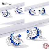 925 Silver Cat on Moon Stud Earrings for Women GXE880