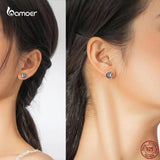 925 Silver Cat on Moon Stud Earrings for Women GXE880